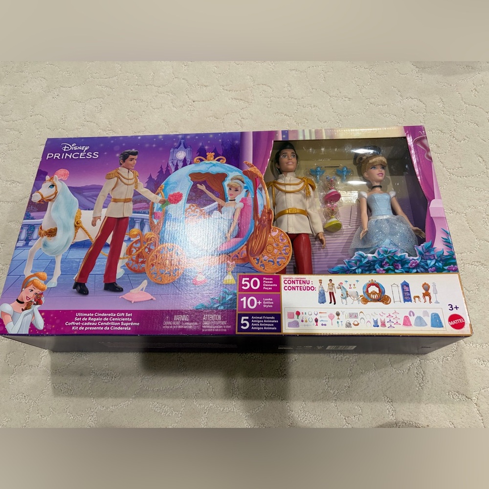 NIB Disney Princess Cinderella and Prince Set with Blue and Gold